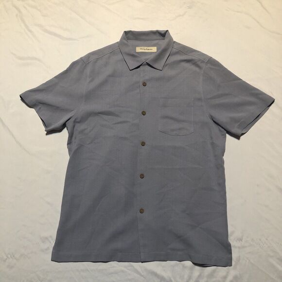 Tommy Bahama Men's Medium Short Sleeve Solid Shirt in Sail Fish - Picture 1 of 9